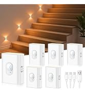 WILLED Rechargeable Motion Sensor Stair Lights Indoor, Warm White Magnetic Stick-on Battery Power...