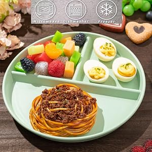 9" Unbreakable Divided Plates Set of 5