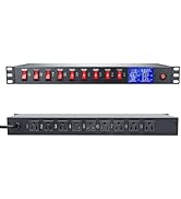 9 Outlet Rack Mount Power Strip with Individual Switches, PDU Surge Protector 15A 125V 1875W, 1U ...