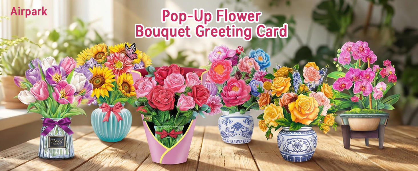 pop up flower bouquet birthday cards for women