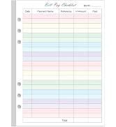 Payment Checklist Refills - 50 Sheets/100 Pages Colorful Monthly Budget Forms for A5 Binder, 6 Ho...