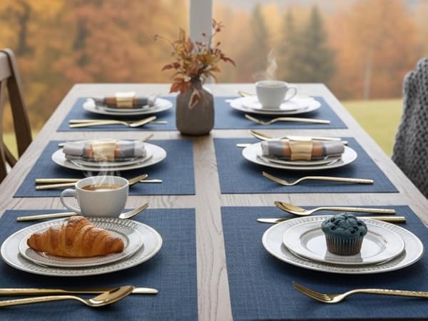 blue placemats