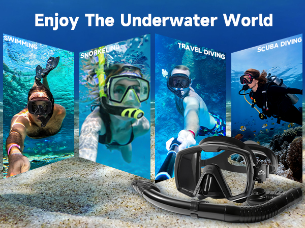 snorkel mask;snorkel;snorkel set;snorkeling gear for adults;snorkeling mask;diving goggles