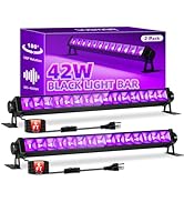42W 2 Pack Black Light Bar for Glow Party, Blacklights with 6ft Cord, Plug, and Switch for Glow P...