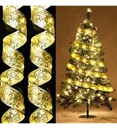 Dailyart Christmas Ribbon Fairy Lights 2 Pack Total 100LED USB& Battery Operated String Lights Ti...