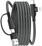 ASICEN USB C to Lightning Cable 90 Degree,100W 4 in 1 Fast Charging Cable 6FT,Braided USB A/C to ...