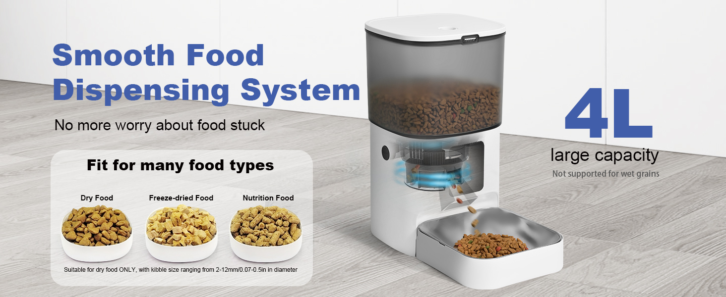 automatic cat feeder with smooth food dispensing system