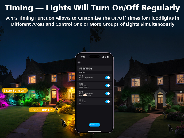 T-SUN 30W RGBCW LED Flood Lights Bluetooh and Remote- timing function-m