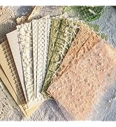 BLEDS Handmade Scrapbook Paper, 16 Sheets Textured Paper Mesh Fabric Mix Special Junk Journal Pap...