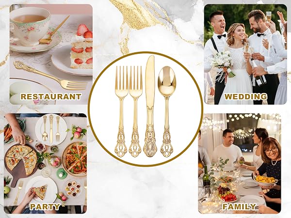 Gold plastic silverware