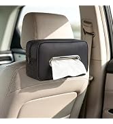 2pcs Car Tissue Box Holder,PU Leather Tissue Box Cover with Side Storage Pockets,Fits 120-160 Sta...