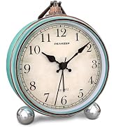 Peakeep 4" Small Battery Operated Antique Retro Analog Alarm Clock for Room Decor, Silent Elegant...