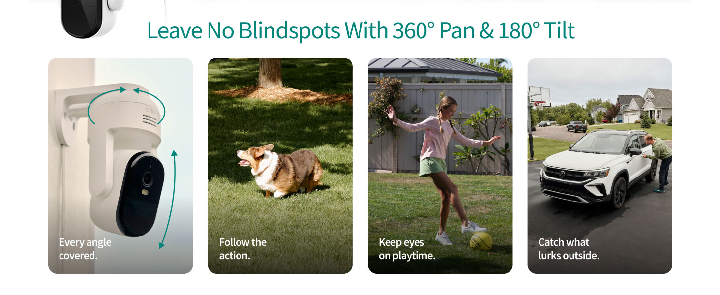 Arlo Essential Outdoor Pan Tilt Zoom Security Camera 2K