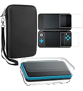 Protective Cases Compatible New 2DS XL with Screen Protectors, AFUNTA 1 Crystal Clear Case and 1 ...