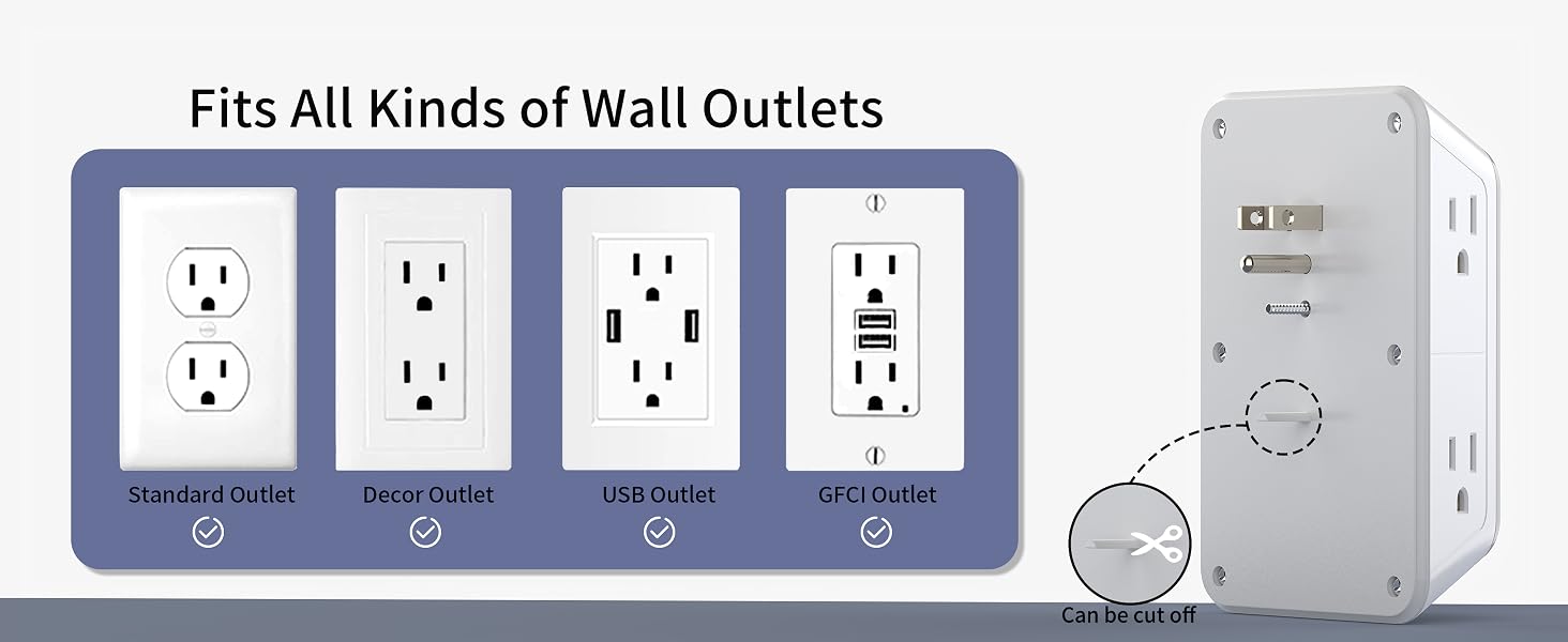 electrical outlet extender,usb outlet,multi outlet wall plug,outlet extenders with usb
