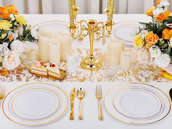 gold disposable plates