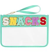 Snack Bags Pouch Travel Makeup Bag Chenille Letter Patch - Waterproof Nylon Clear Cosmetic Bag/To...