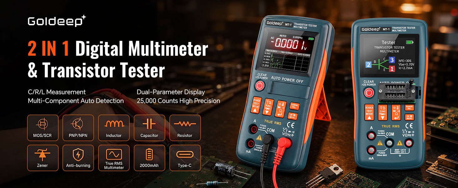 2 IN 1 Digital Multimeter& Transistor Tester