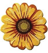Sunflower Rug Mat 19.6 x 19.6 Inch Yellow Floral Bathroom Rugs Soft Plush Flower Shape Floor Mat ...