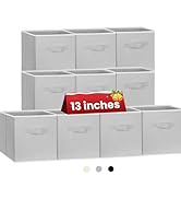 Storage Cubes, 13x13 Large Cube Storage Bins (Set of 10), Fabric Collapsible Storage Bins with Du...