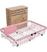 MAJALiS Pink Dish Drying Rack Over The Sink with Utensil Holder | Expandable Stainless Steel Dish...