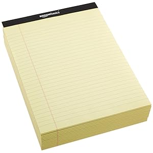 12 Pack of Basics Legal/Wide Ruled 8-1/2 by 11-3/4 Legal Pad - Canary (50 sheets per pad)