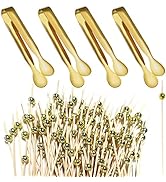 Small Sugar Tongs and Cocktail Picks, lyfLux 4 Pieces Gold Ice Tongs Stainless Steel Small Kitche...
