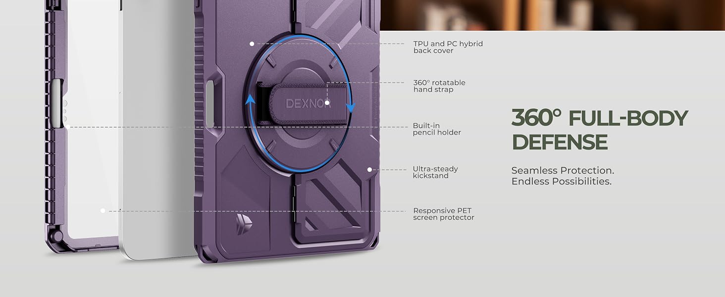 Dexnor for iPad (A16) 11th/10th Generation Case with Screen Protector