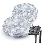 Beewin Upgraded Solar Christmas Lights, 2Pack 33Ft 100Led Solar Lights Outdoor String, Waterproof...