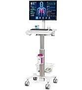 Mount Plus MB-C10 Medical Trolley Cart For Monitor Desktop With Keyboard Table, Basket, Wipe Hold...