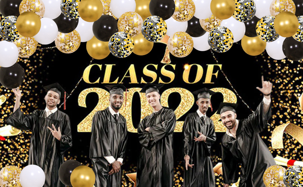 gold and black balloons