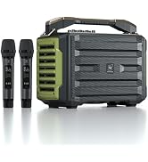 WinBridge K600 200W Portable Bluetooth Party Speaker with 2 Wireless Microphones - IPX4 Waterproo...