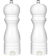 Salt and Pepper Grinder Set - Adjustable Wooden Grinders, White Salt and Pepper Mills, Refillable...