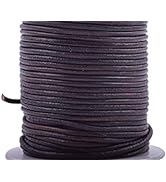 KONMAY 25 Yards Solid Round 2.0mm Rich Brown Genuine/Real Leather Cord Braiding String (2.0mm, Ri...
