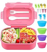 TIME4DEALS Bento Box for Kids 44oz 4 Compartment Lunch Container with Cutlery, Bento Lunch Box Co...