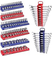 WORKPRO 8-Piece Magnetic Socket Organizer and Magnetic Wrench Organizer Set, Socket Holder Set 1/...