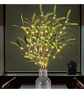 Camantu Olive Branches for Vases with Battery Operated Lights 33 Inches, 99LED Lighted Olive Tree...