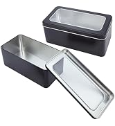 Thintinick 2 Pieces Rectangular Black Metal Empty Tins Containers, 8.8 x 4.5 x 3.5 inch