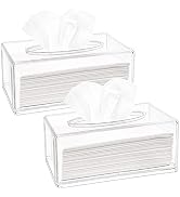 Yopay 2 Pack Clear Tissue Dispenser Box, Facial Acrylic Tissue Box Cover Holder, Napkin Organizer...