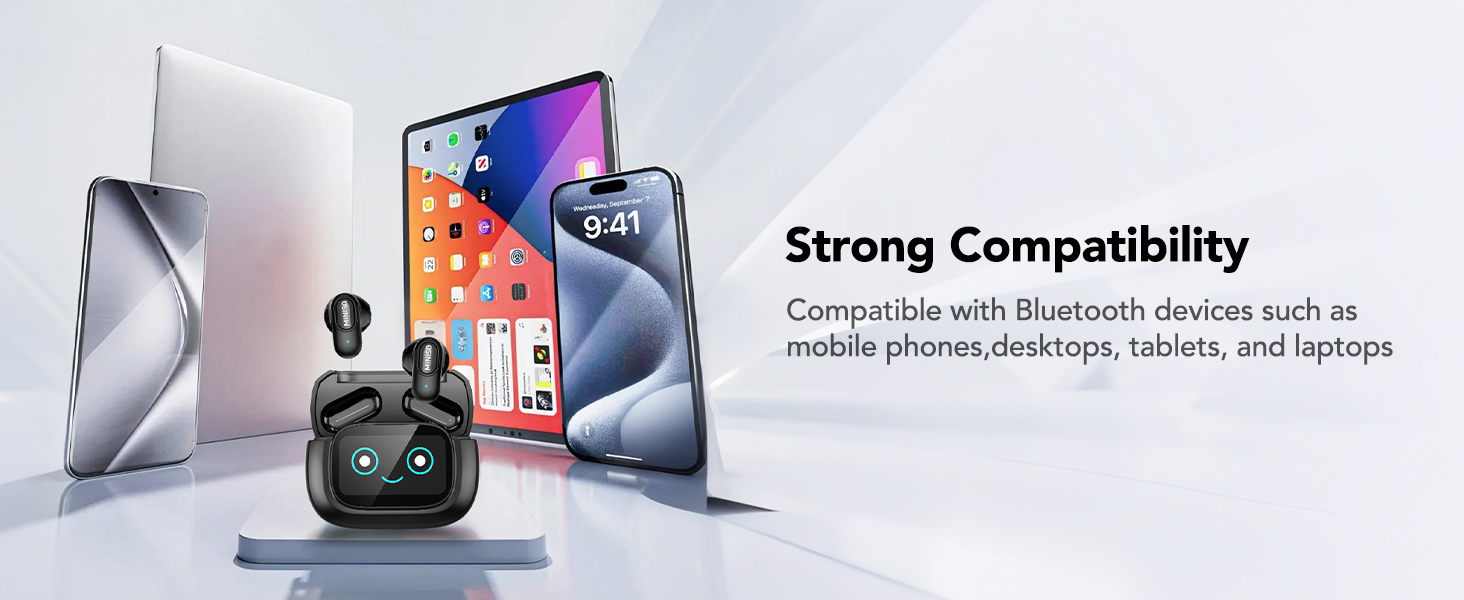 earbuds bluetooth Strong Compatibility such as mobile phones,desktops, tablets, and laptops