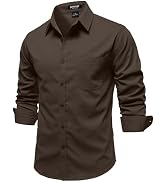 JEMITOP Mens Stretch Vintage Aged Style Shirts Casual Soft Long Sleeve Button Down Shirt with Pocket