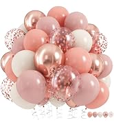 Dusty Pink Balloon Set, 60Pcs 12 Inch Retro Blush Pink White Sand Nude Latex Balloon with Metalli...