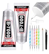 B7000 Adhesive Rhinestones Glue for Crafts, 2PCS 110ml / 3.7 fl oz B7000 Clear Glue with 5 Dottin...