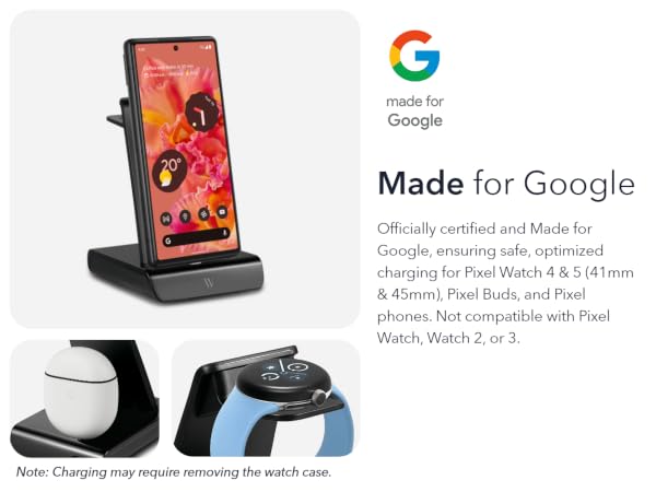 MADE FOR GOOGLE Google’s compatibility standards charging station ensures safe charging