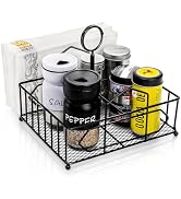 ZOOFOX Condiment Caddy with Napkin Holder, 2-in-1 Condiment Holder for Table, 4 Compartment Resta...