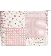 Sunwel Fashion Cute Quilted Makeup Bag for Women Girls Floral Coquette Aesthetic Cosmetic Bags