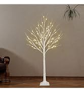 1-Pack 4FT Lighted Birch Tree (Higher & Floor Standing), Birch Christmas Tree for Indoor & Outdoo...