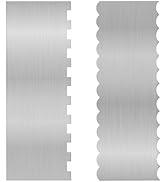 2 Pieces 8.7 Inche Stainless Steel Cake Scraper,Double Sided Patterned Edge Stripe Edge Smoother ...
