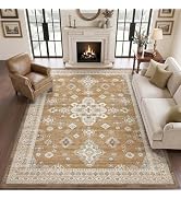 DEXI Washable Area Rug for Living Room 8x10, Vintage Farmhouse Indoor Area Rugs, Stain Resistant ...