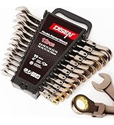 DISEN 90-Teeth Flex Head Ratcheting Wrench Set 12 Piece, Metric Combination Ratchet Wrenches Set ...